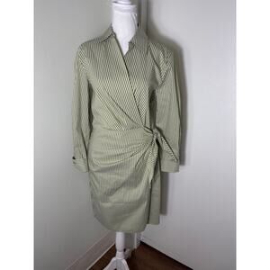 Vince Green and White Striped Wrap Dress Size Small